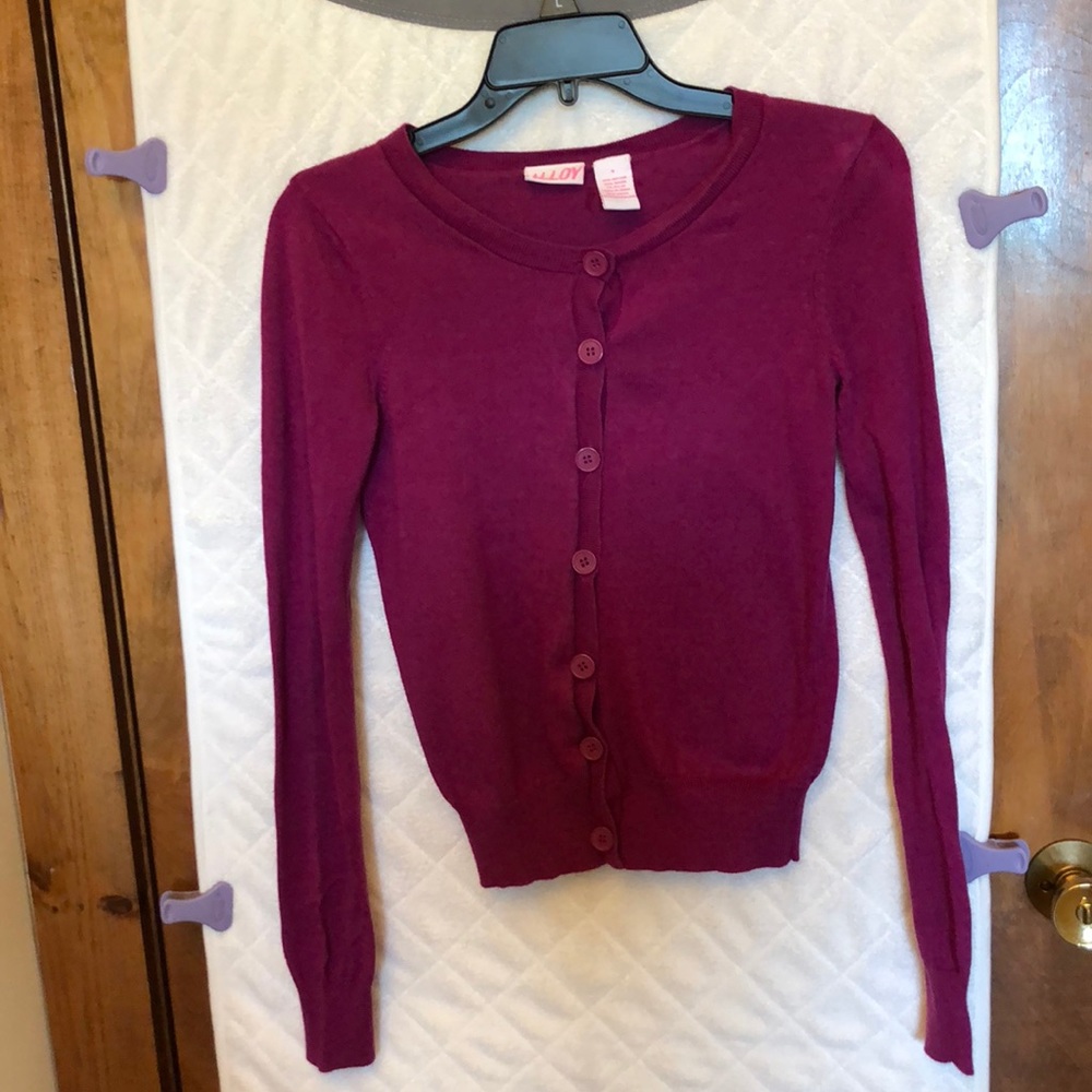 ALLOY Purple Cotton/Rayon Lightweight Cardigan